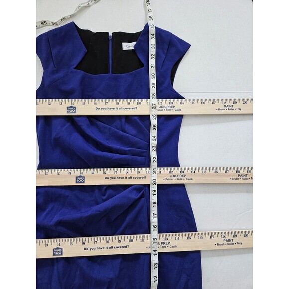 Calvin Klein Byzantine Blue Cut-out Neck Side Ruched Sheath Dress Sz 2 P - Picture 6 of 9